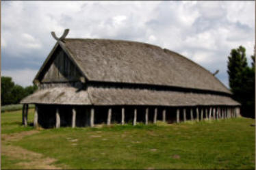 A Viking Longhouse - it would house between 30 and 50 people - men, women, children, servants and slaves together.